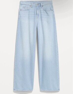 Old Navy High Rise Baggy Wide Leg Jeans Drapey Denim Size 12 Light Blue Skater
